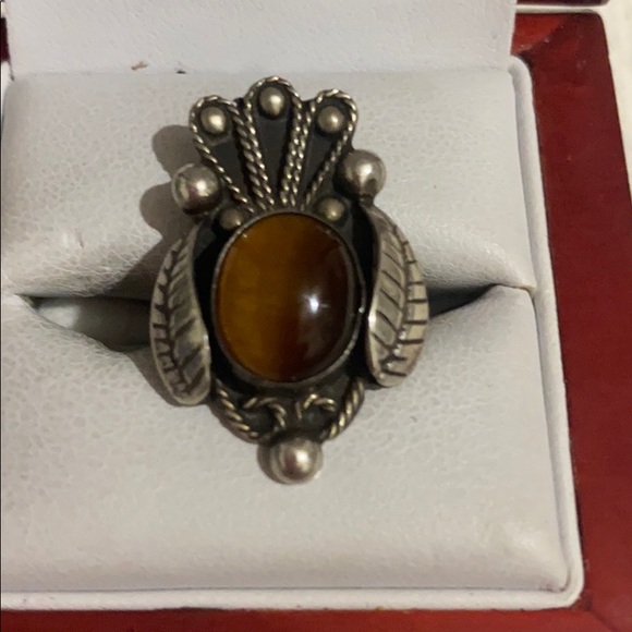 Sterling s tigers eye stone vintage Navajo ring - Picture 2 of 4